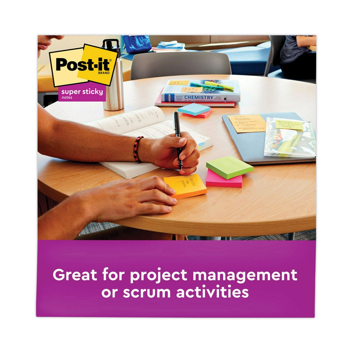 Post-it Pads in Energy Boost Collection Colors, 3" x 3", 90 Sheets/Pad, 12 Pads/Pack
