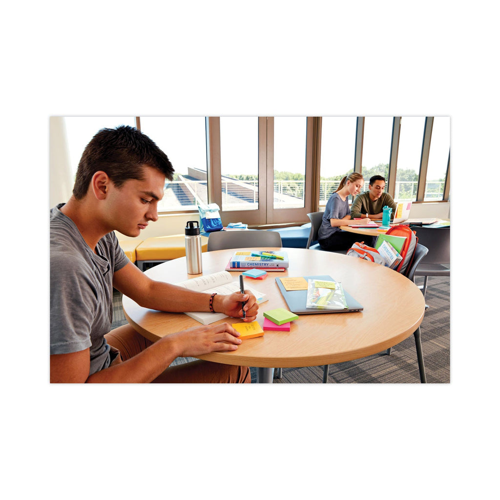 Post-it Pads in Energy Boost Collection Colors, 3" x 3", 90 Sheets/Pad, 12 Pads/Pack