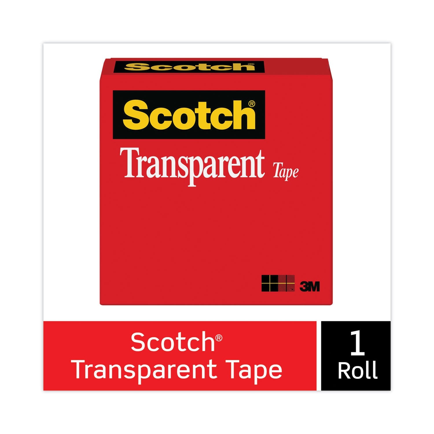 Scotch Transparent Tape, 1" Core, 0.75" x 36 yds, Transparent