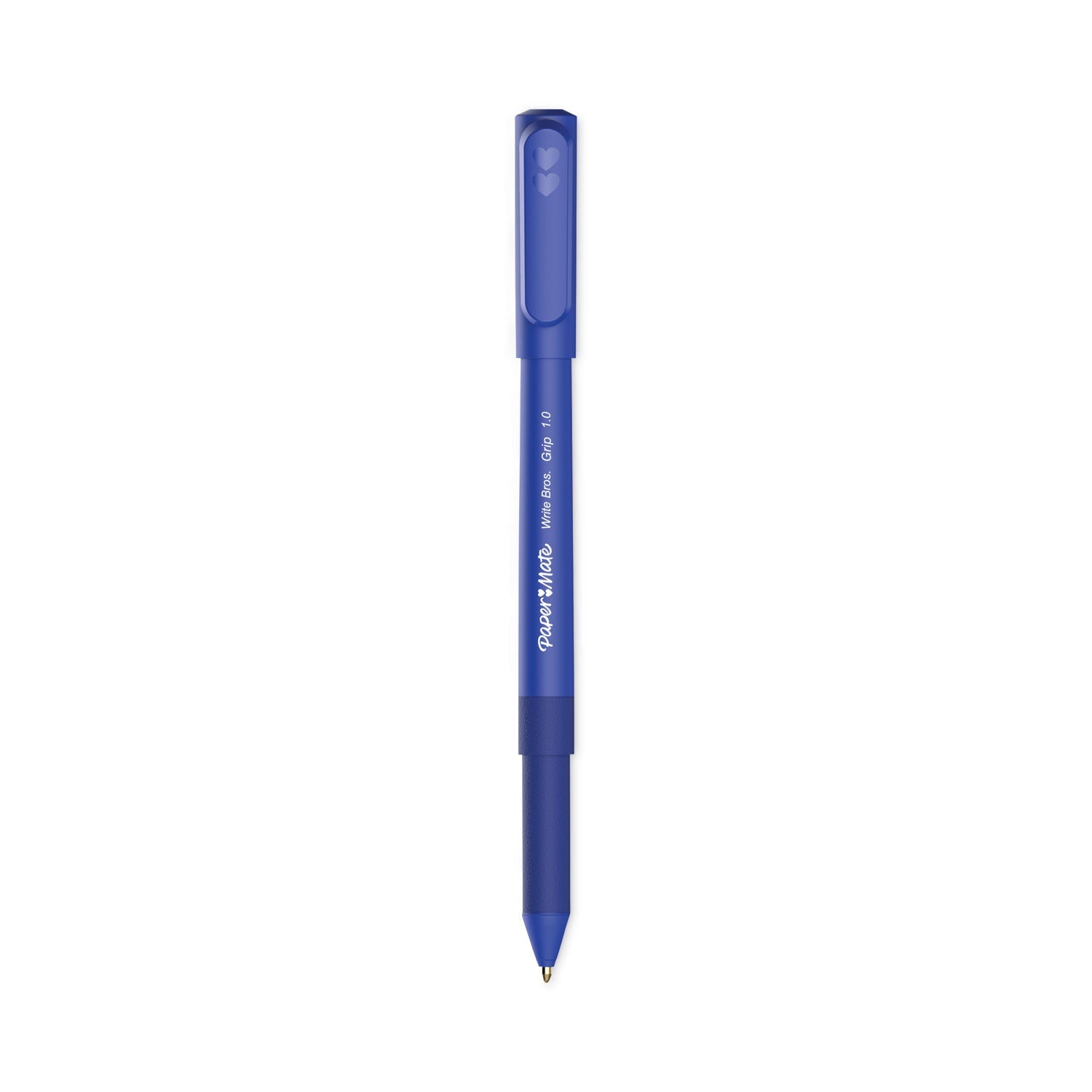 Paper Mate Write Bros. Grip Ballpoint Pen, Stick, Medium 1 mm, Blue Ink, Blue Barrel, Dozen
