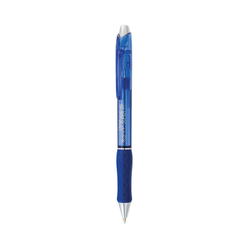 Pentel R.S.V.P. Super RT Ballpoint Pen, Retractable, Medium 1 mm, Blue Ink, Blue Barrel, Dozen