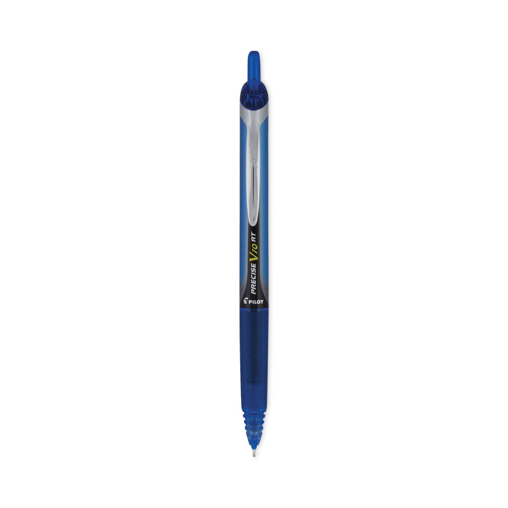 Pilot Precise V10RT Roller Ball Pen, Retractable, Bold 1 mm, Blue Ink, Blue Barrel, Dozen