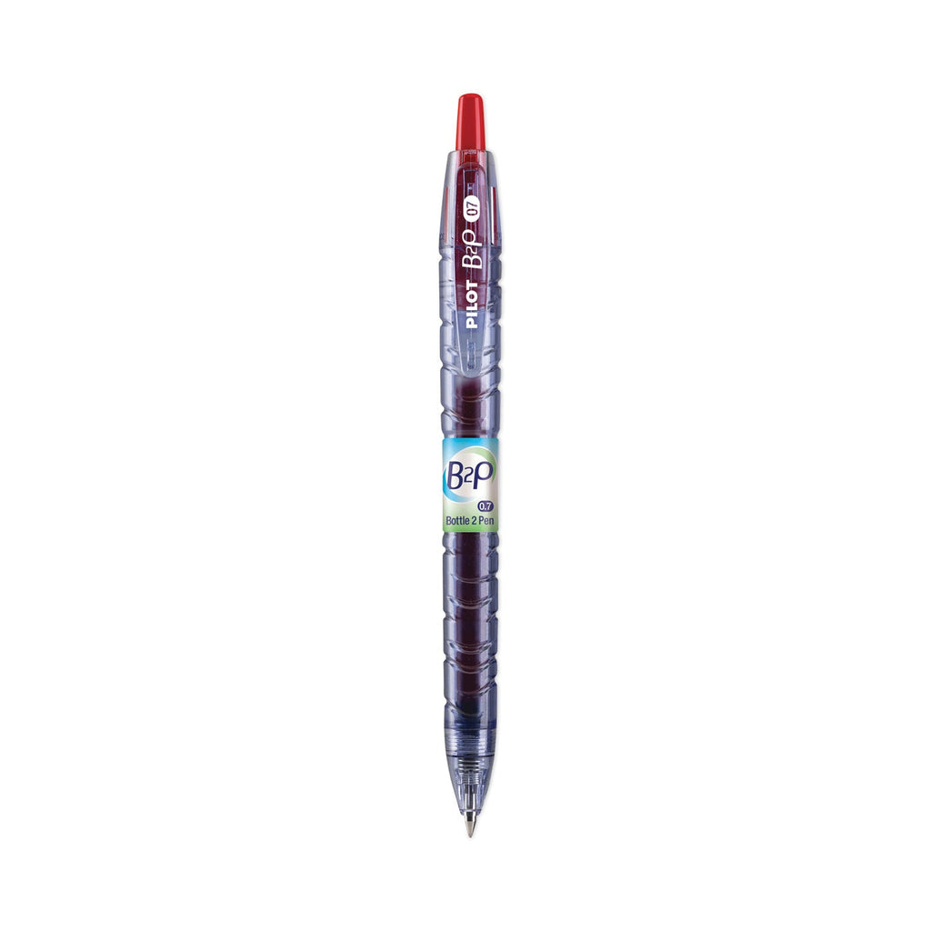 Pilot B2P Bottle-2-Pen Recycled Gel Pen, Retractable, Fine 0.7 mm, Red Ink, Translucent Blue Barrel