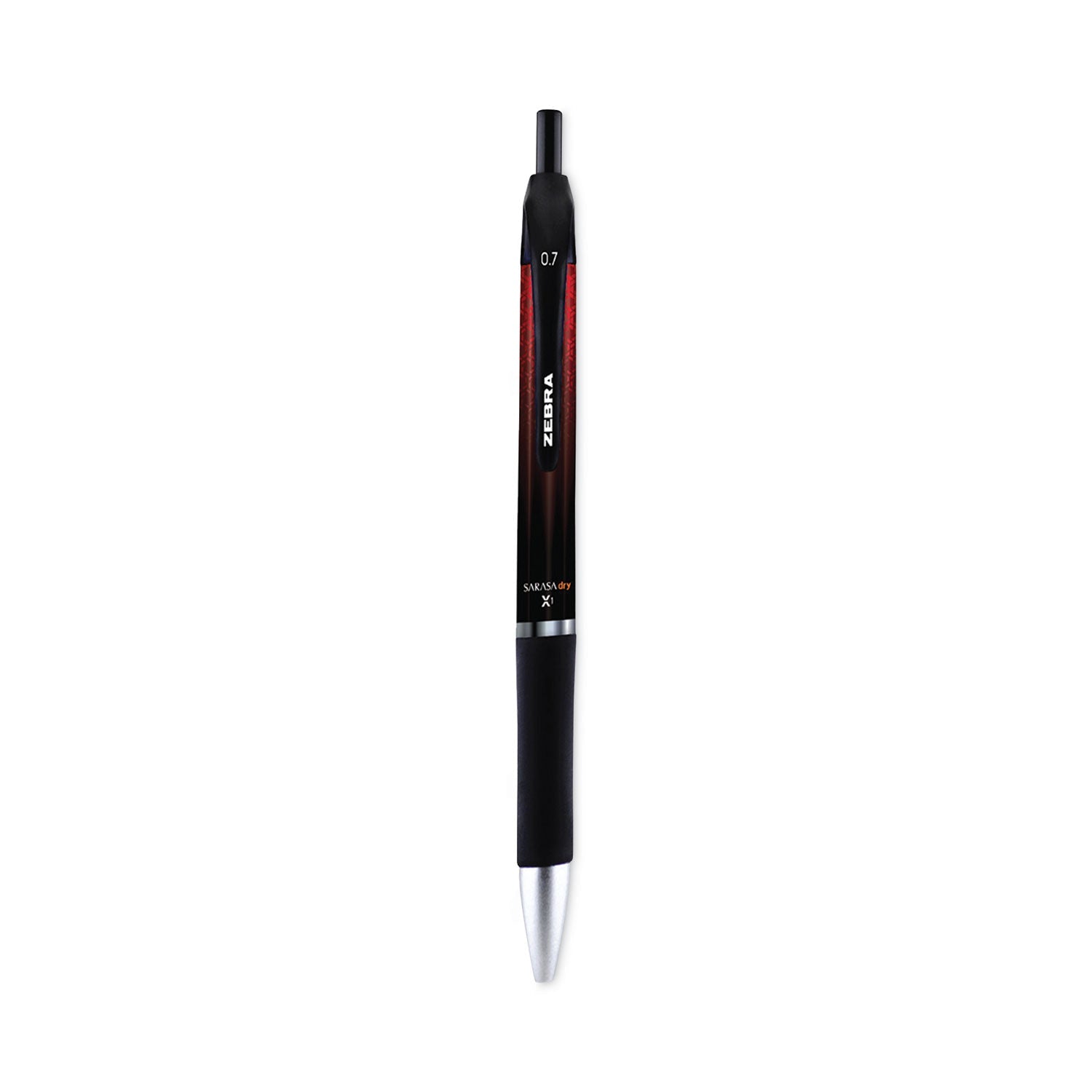 Zebra Sarasa Dry Gel X1 Gel Pen, Retractable, Medium 0.7 mm, Red Ink, Red Barrel, 12/Pack