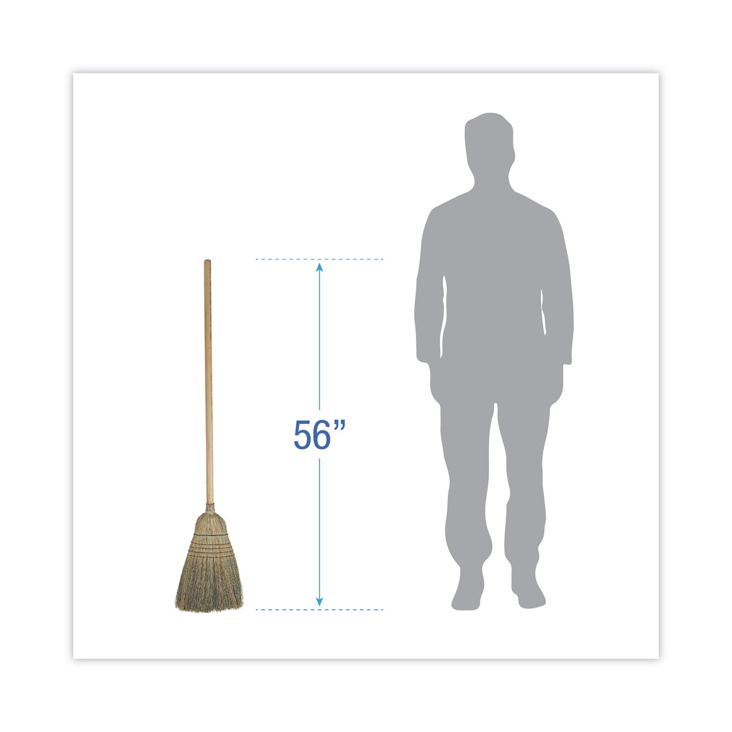 Boardwalk Warehouse Broom, Corn Fiber Bristles, 56" Overall Length, Natural