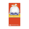 Hefty Easy Flaps Trash Bags, 13 gal, 0.8 mil, 23.75" x 28", White, 80/Box