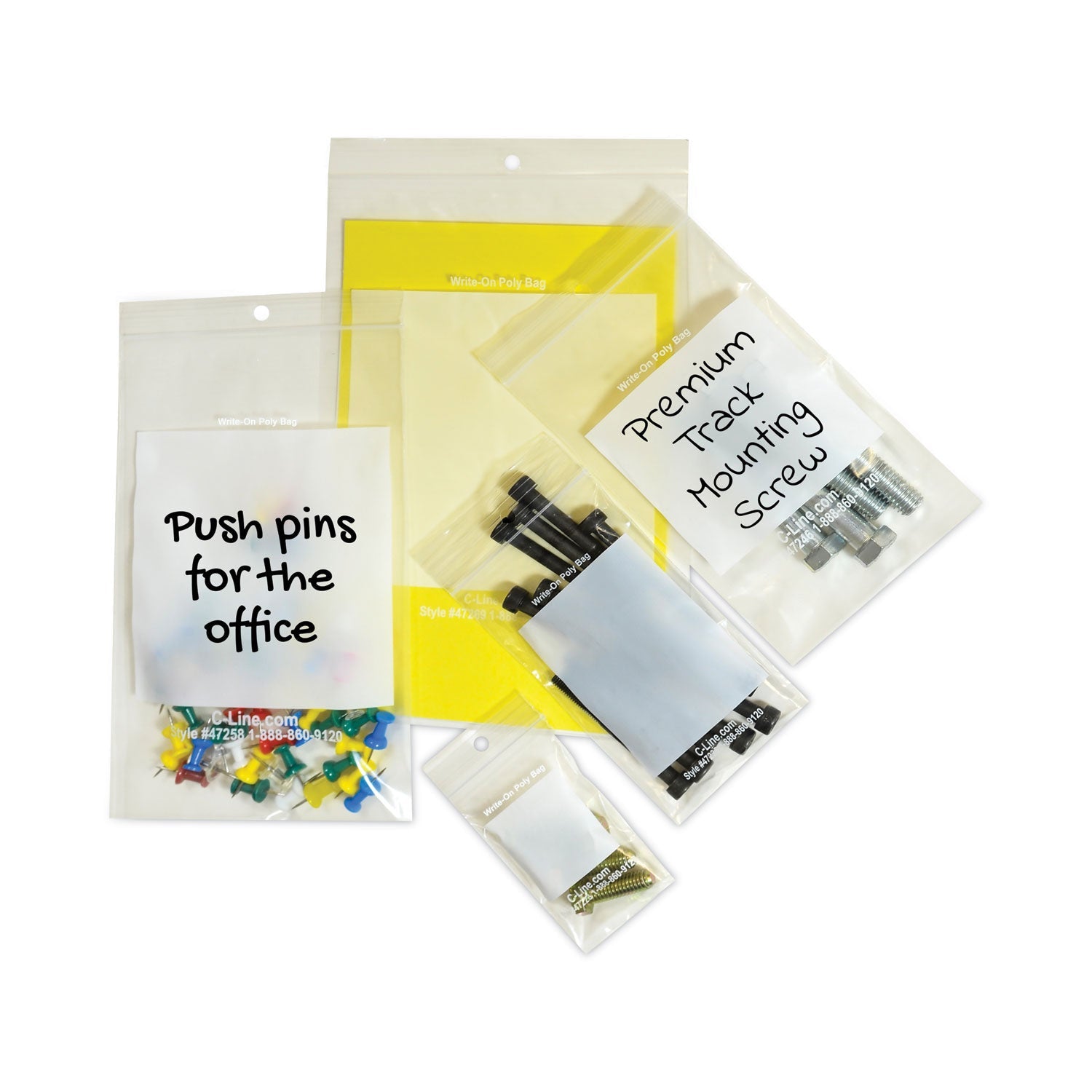 C-Line Write-On Poly Bags, 2 mil, 2" x 3", Clear, 1,000/Carton
