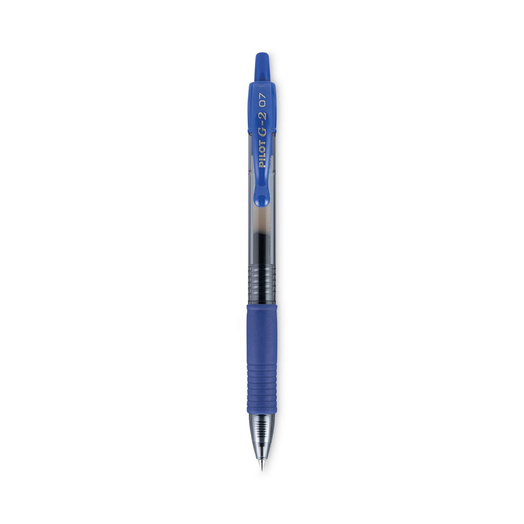 Pilot G2 Premium Gel Pen, Retractable, Fine 0.7 mm, Blue Ink, Smoke Barrel, 2/Pack