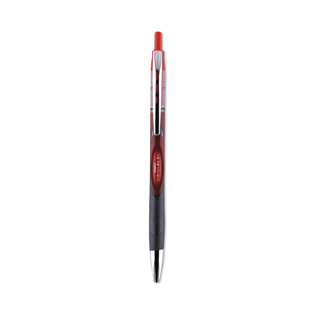 Zebra Sarasa Dry Gel X30 Gel Pen, Retractable, Medium 0.7 mm, Red Ink, Red Barrel, 12/Pack