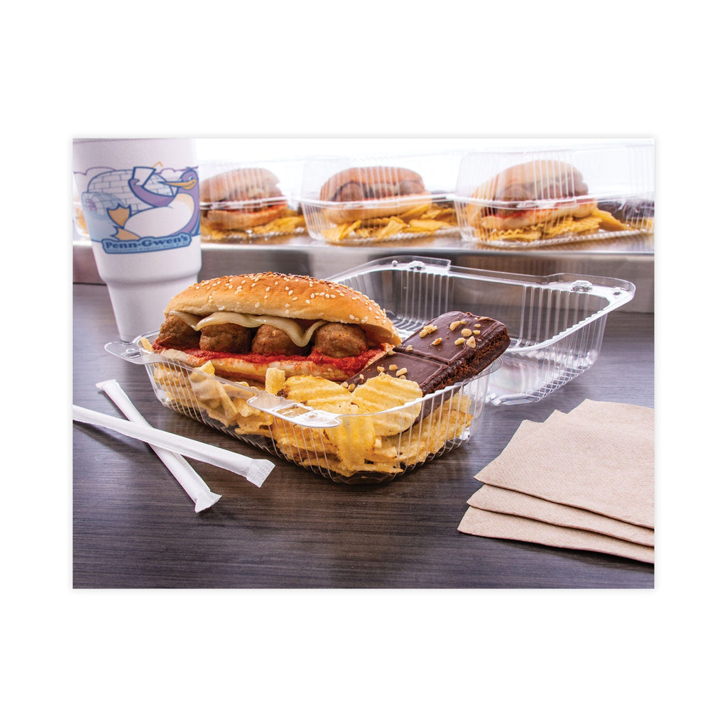 Dart StayLock Clear Hinged Lid Containers, 5.4 x 9 x 3.5, Clear, Plastic, 250/Carton