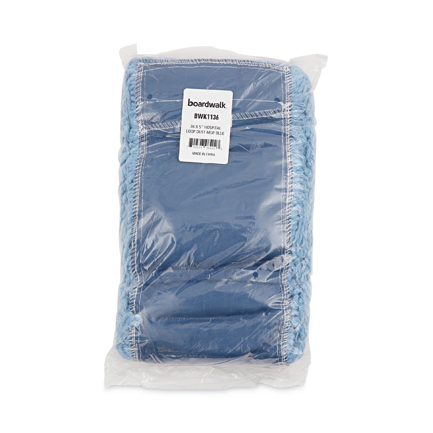 Boardwalk Dust Mop Head, Cotton/Synthetic Blend, 36 x 5, Looped-End, Blue
