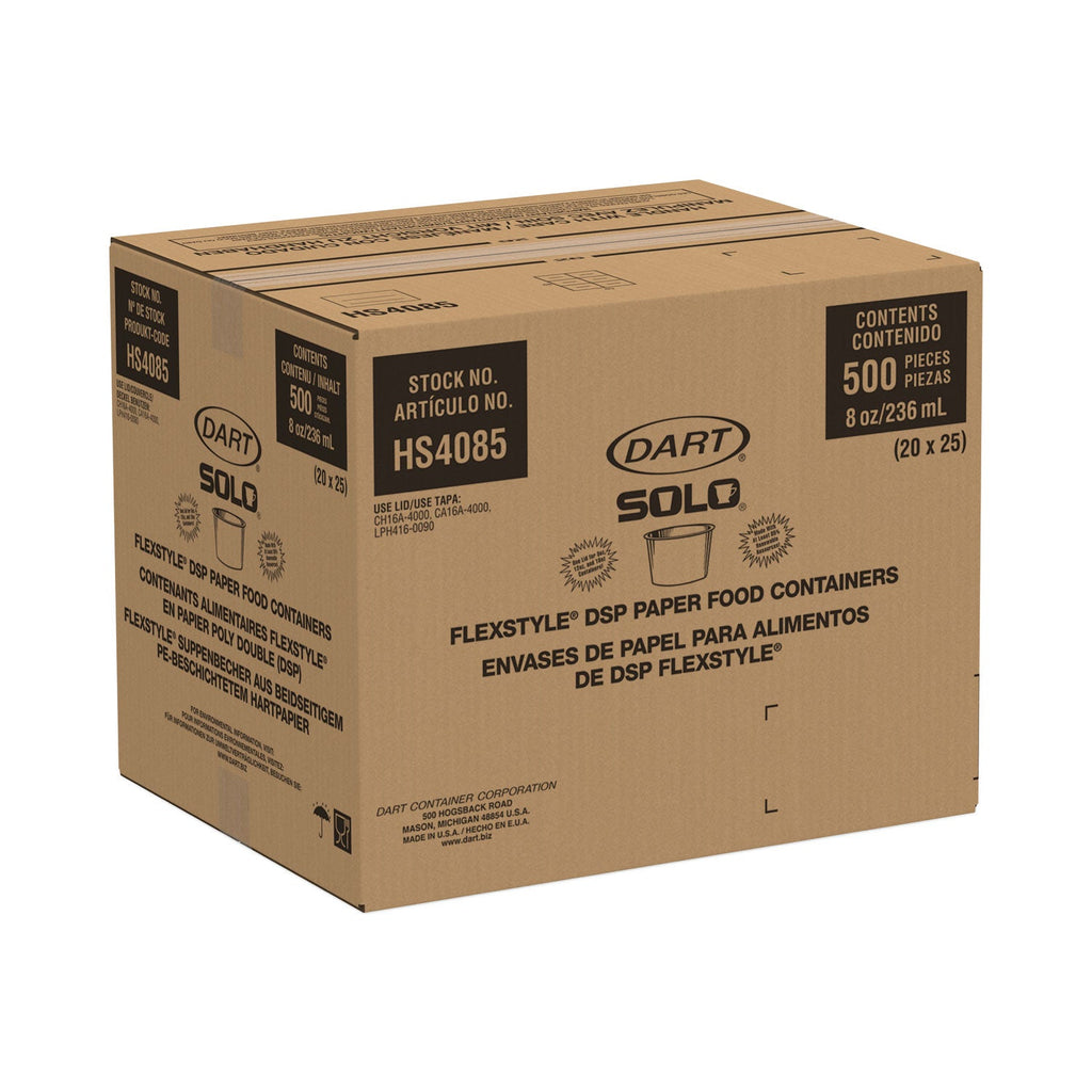 Dart Flexstyle Double Poly Paper Containers, 8 oz, Symphony Design, Paper, 25/Pack, 20 Packs/Carton