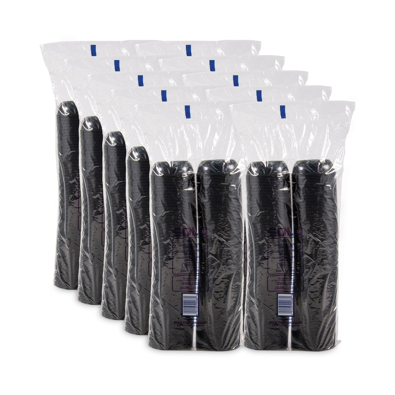 Dart Polystyrene Souffle Portion Cups, 5.5 oz, Black, 250/Bag, 10 Bags/Carton