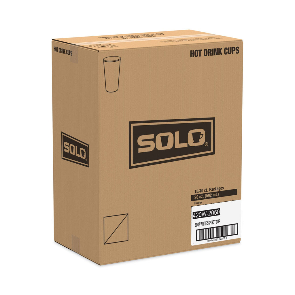 Dart Polycoated Hot Paper Cups, 20 oz, White, 600/Carton