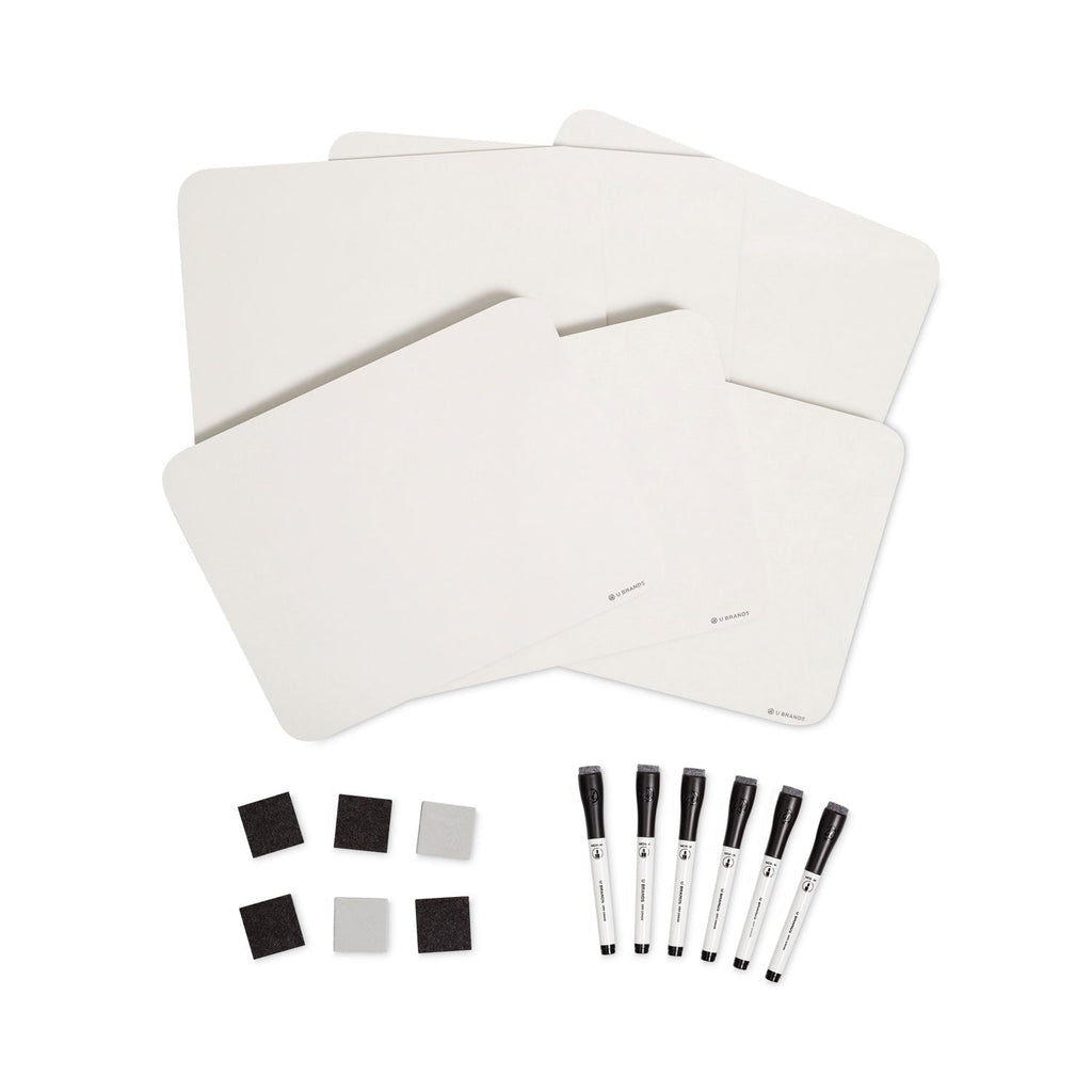 U Brands Single-Sided Dry Erase Lap Board, 12 x 9, White Surface, 6/Pack