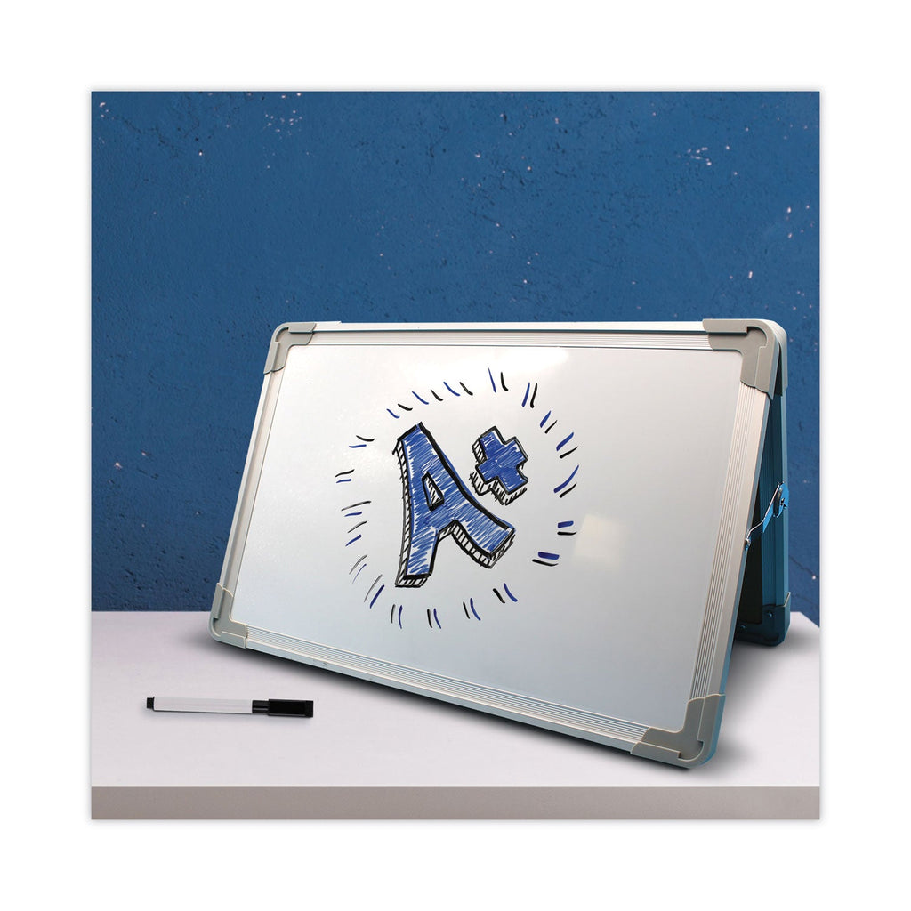 Flipside Dual-Sided Desktop Dry Erase Board, 18 x 12, White Surface with Aluminum Frame