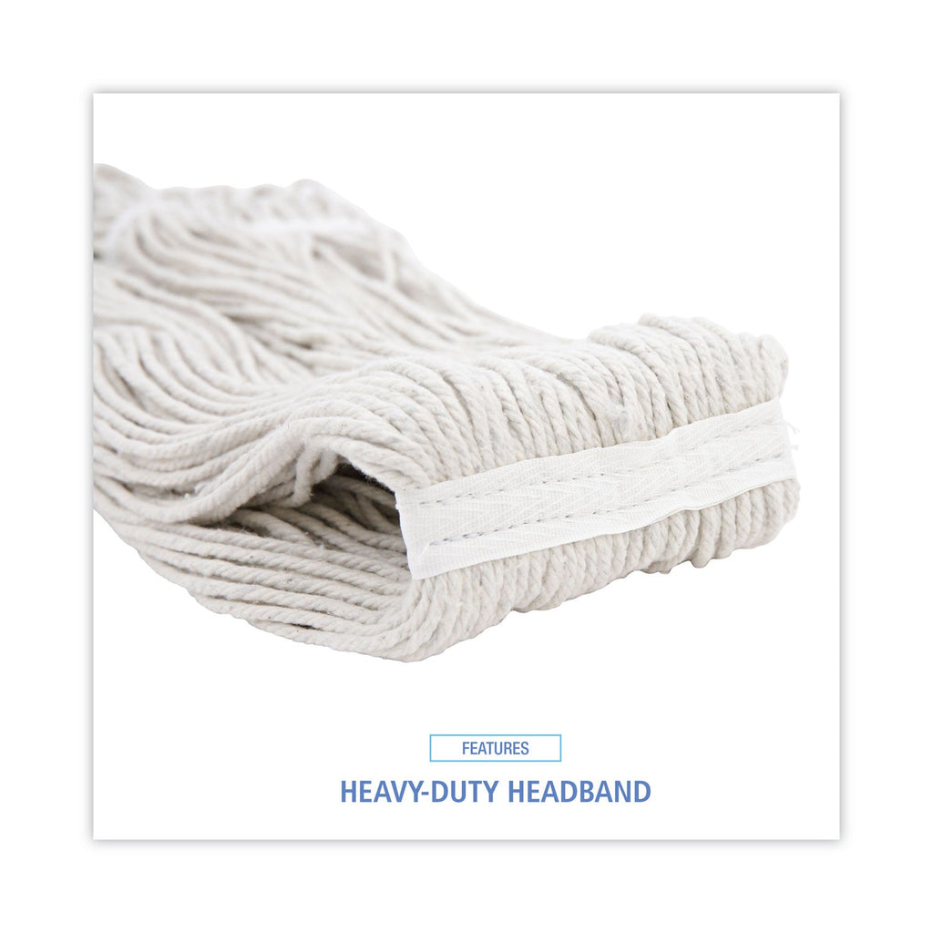 Boardwalk Premium Cut-End Wet Mop Heads, Rayon, 16oz, White, 12/Carton