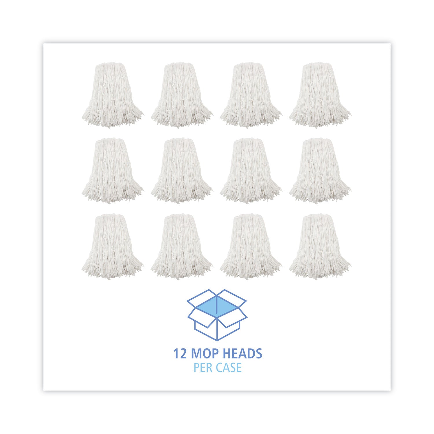 Boardwalk Premium Cut-End Wet Mop Heads, Rayon, 16oz, White, 12/Carton