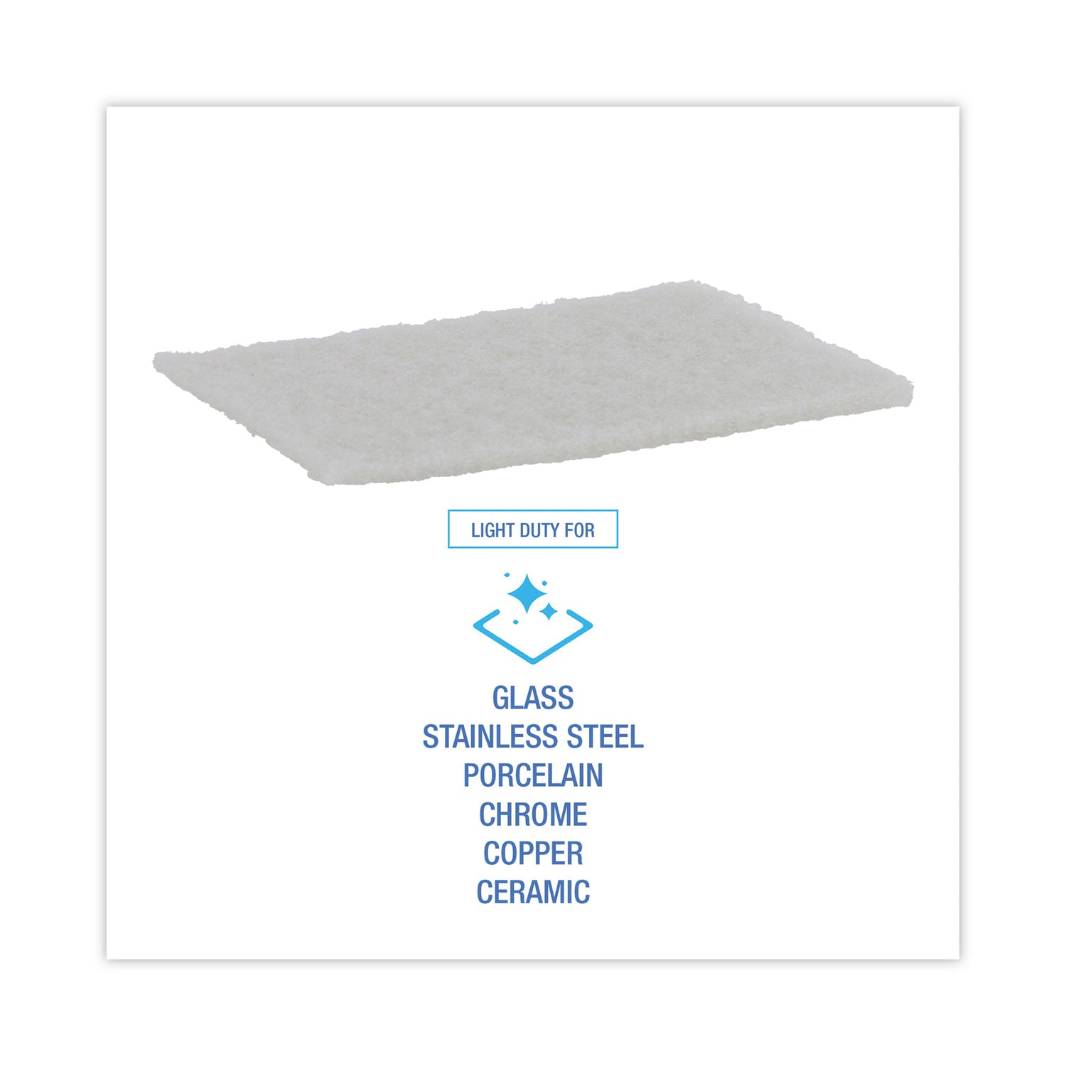 Boardwalk Light Duty Scour Pad, White, 6 x 9, White, 20/Carton