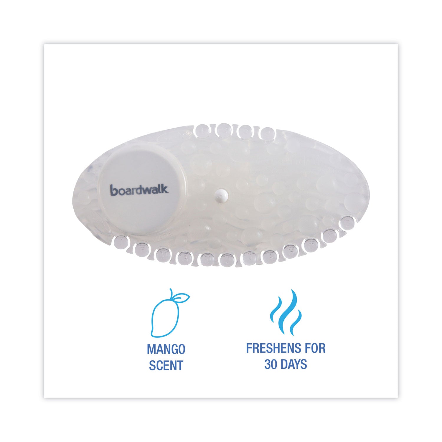Boardwalk Curve Air Freshener, Mango, Solid, Clear, 10/Box