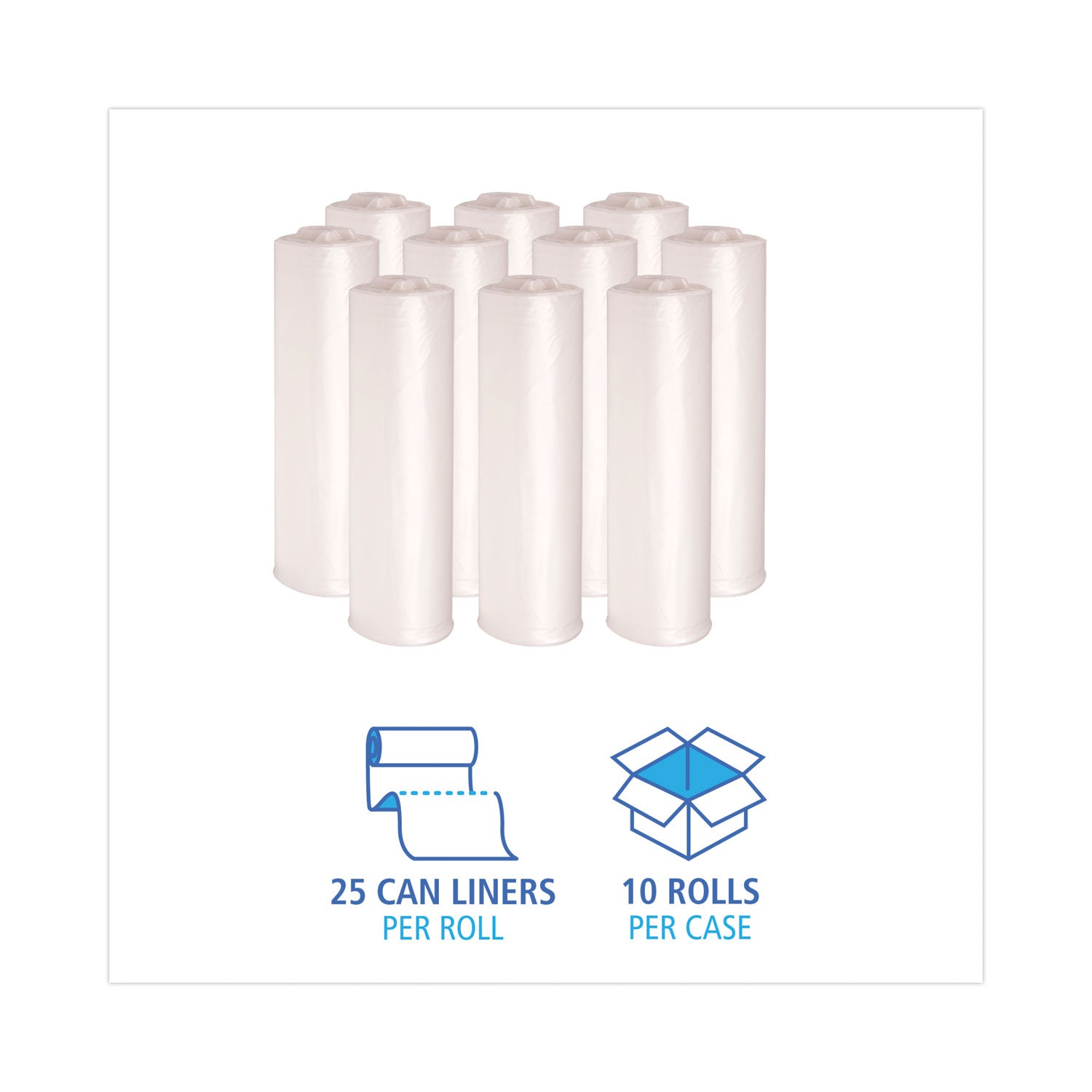 Boardwalk High-Density Can Liners, 45 gal, 11 microns, 40" x 46", Natural, 250/Carton