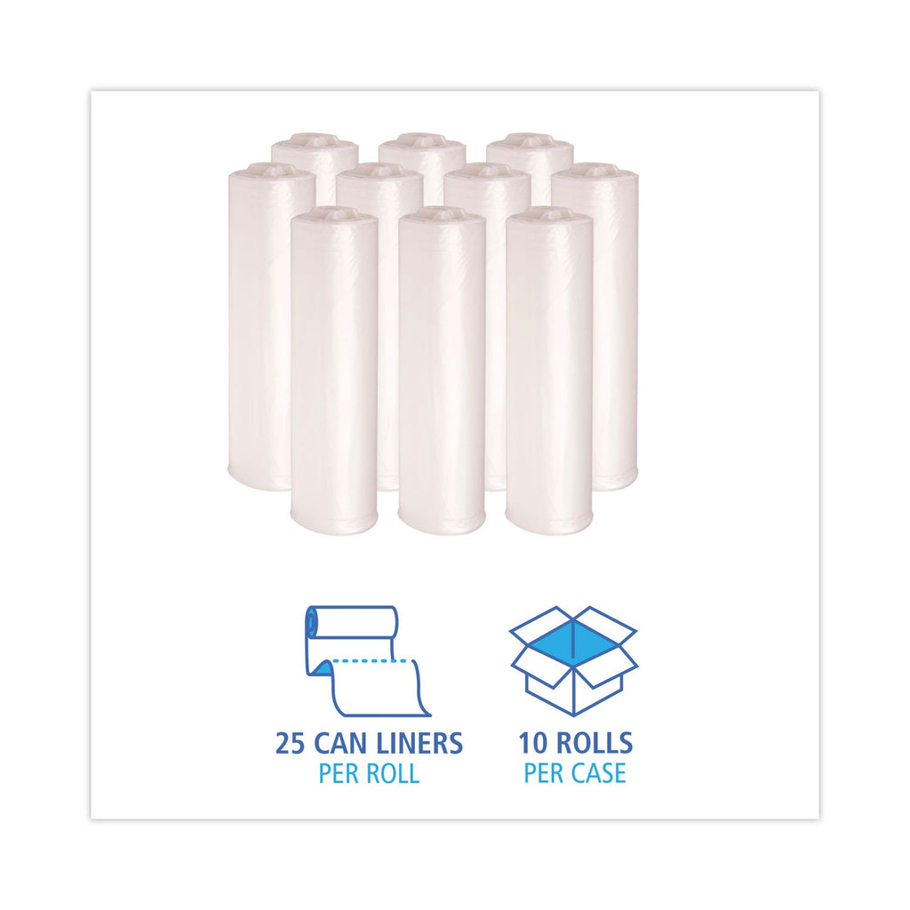 Boardwalk High-Density Can Liners, 45 gal, 13 microns, 40" x 46", Natural, 250/Carton