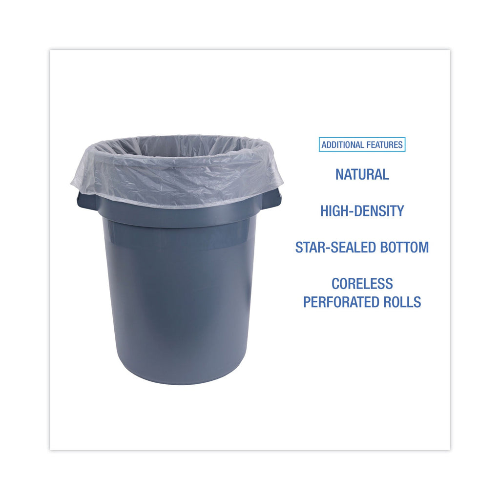 Boardwalk High-Density Can Liners, 45 gal, 13 microns, 40" x 46", Natural, 250/Carton