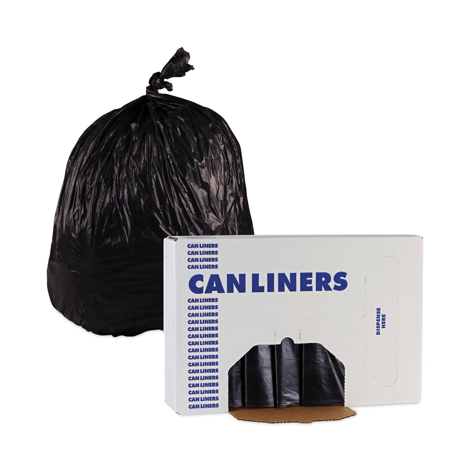 Boardwalk Linear Low Density Industrial Can Liners, 45 gal, 0.7 mil, 40 x 46, Black, 100/Carton