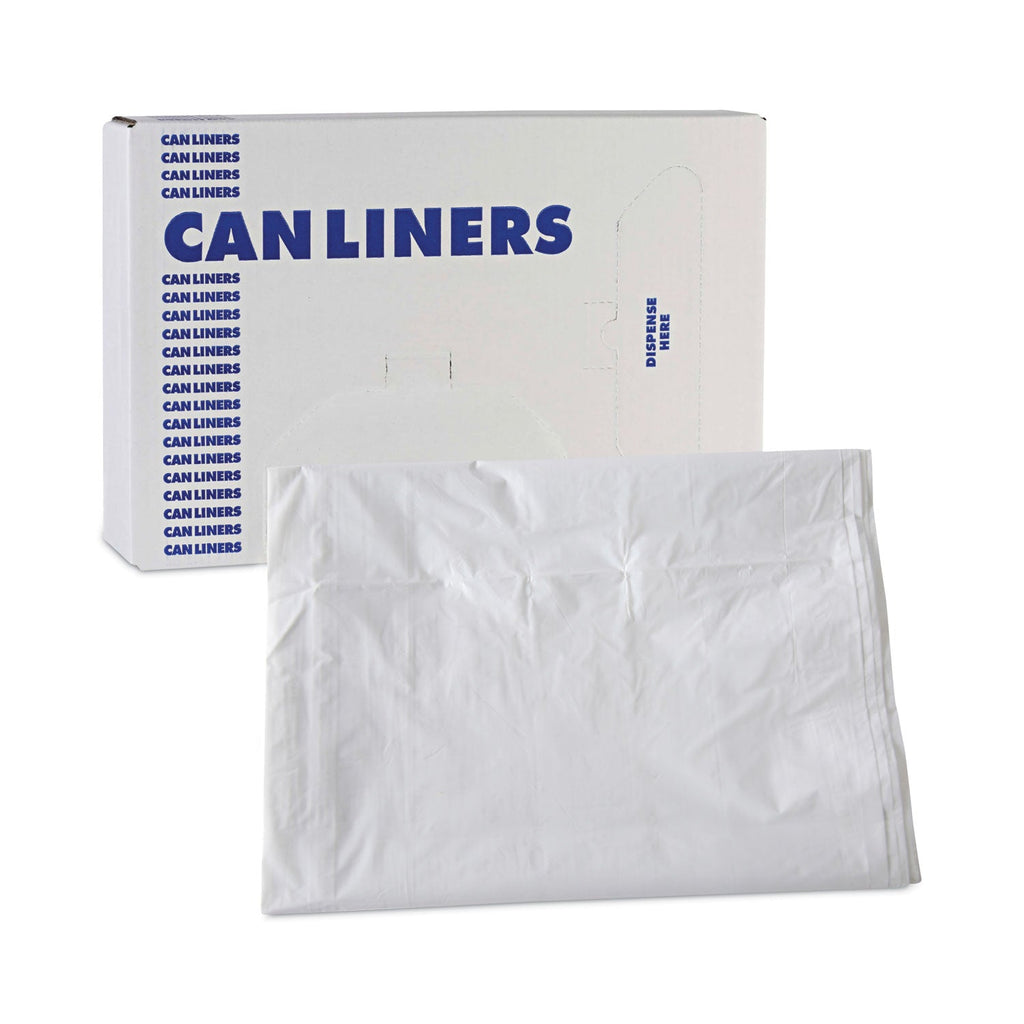 Boardwalk Linear Low Density Industrial Can Liners, 60 gal, 0.9 mil, 38 x 58, White, 100/Carton