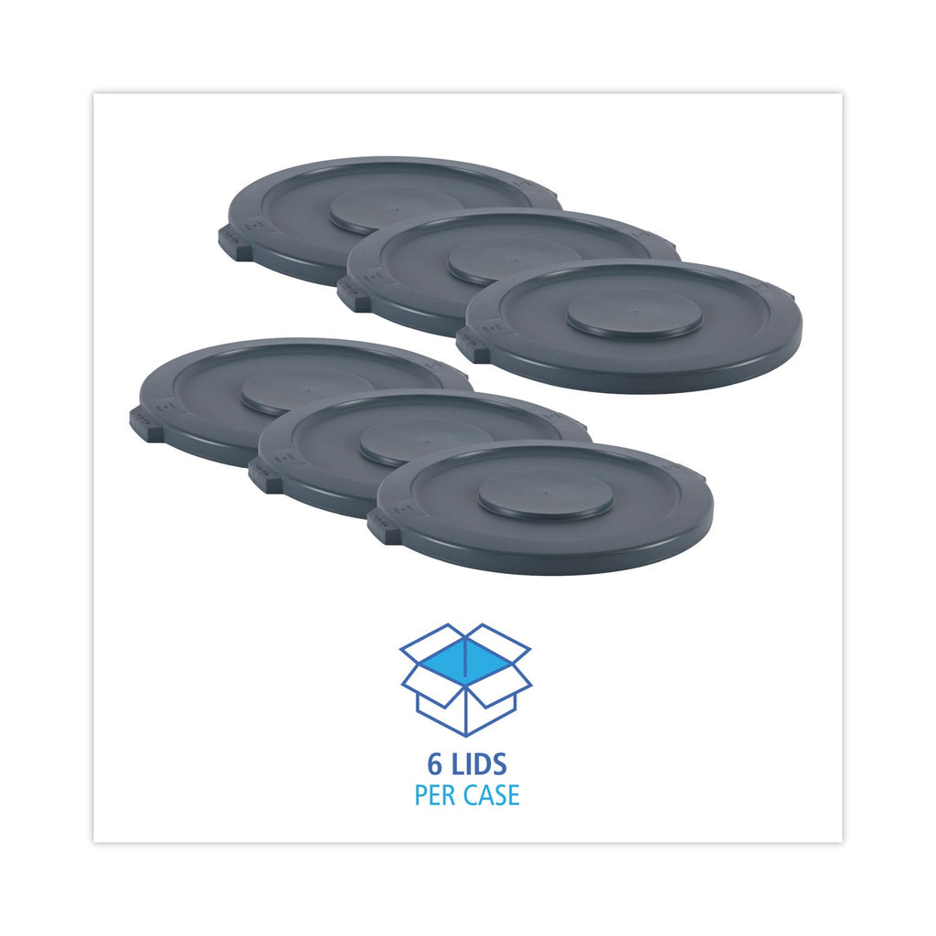 Boardwalk Lids for 32 gal Waste Receptacle, Flat-Top, Round, Plastic, Gray