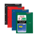 Five Star Two-Pocket Stay-Put Plastic Folder, 11 x 8.5, Assorted, 4/Pack