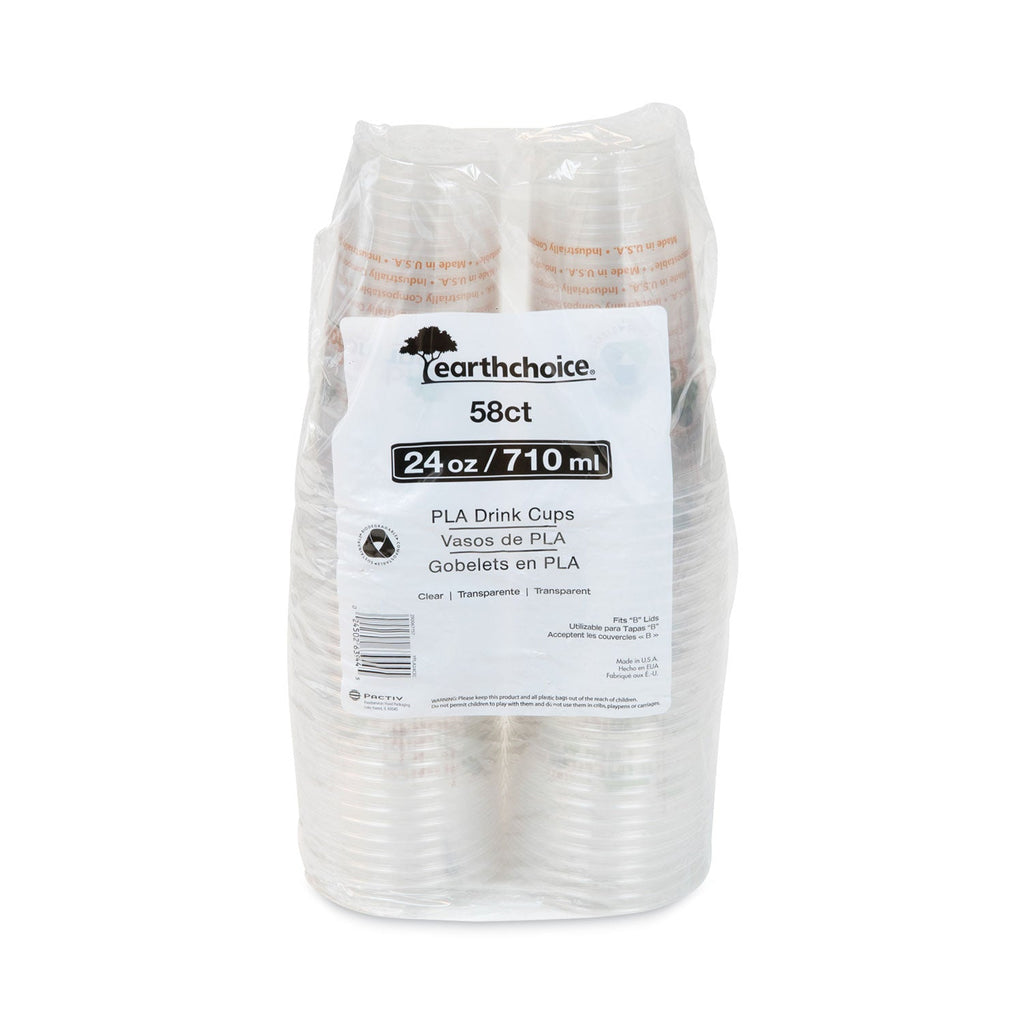 Pactiv Evergreen EarthChoice Compostable Cold Cup, 24 oz, Clear/Printed, 580/Carton