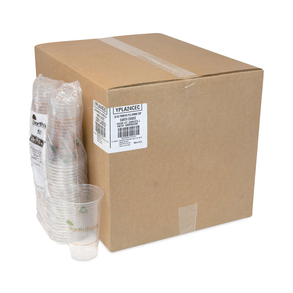 Pactiv Evergreen EarthChoice Compostable Cold Cup, 24 oz, Clear/Printed, 580/Carton