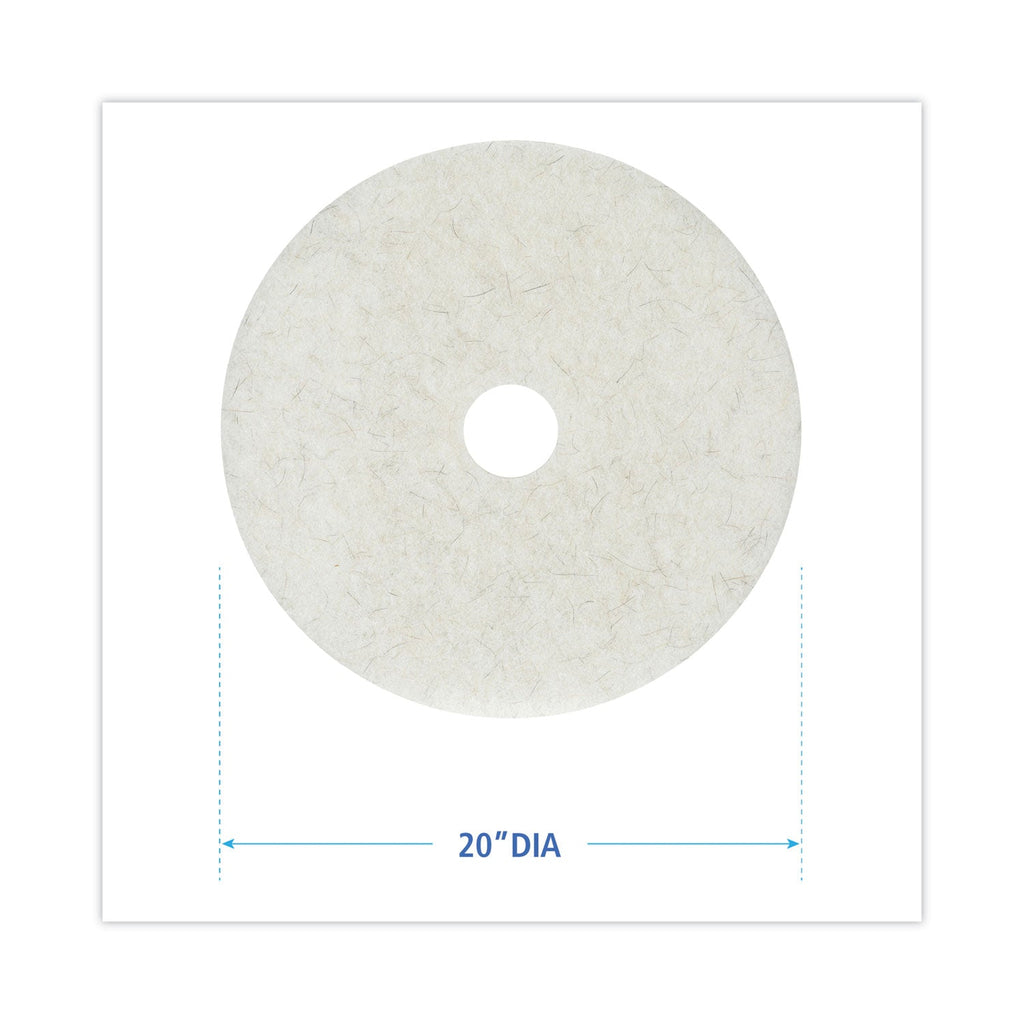 Boardwalk Natural Burnishing Floor Pads, 20" Diameter, White, 5/Carton