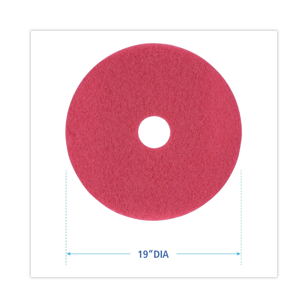 Boardwalk Buffing Floor Pads, 19" Diameter, Red, 5/Carton