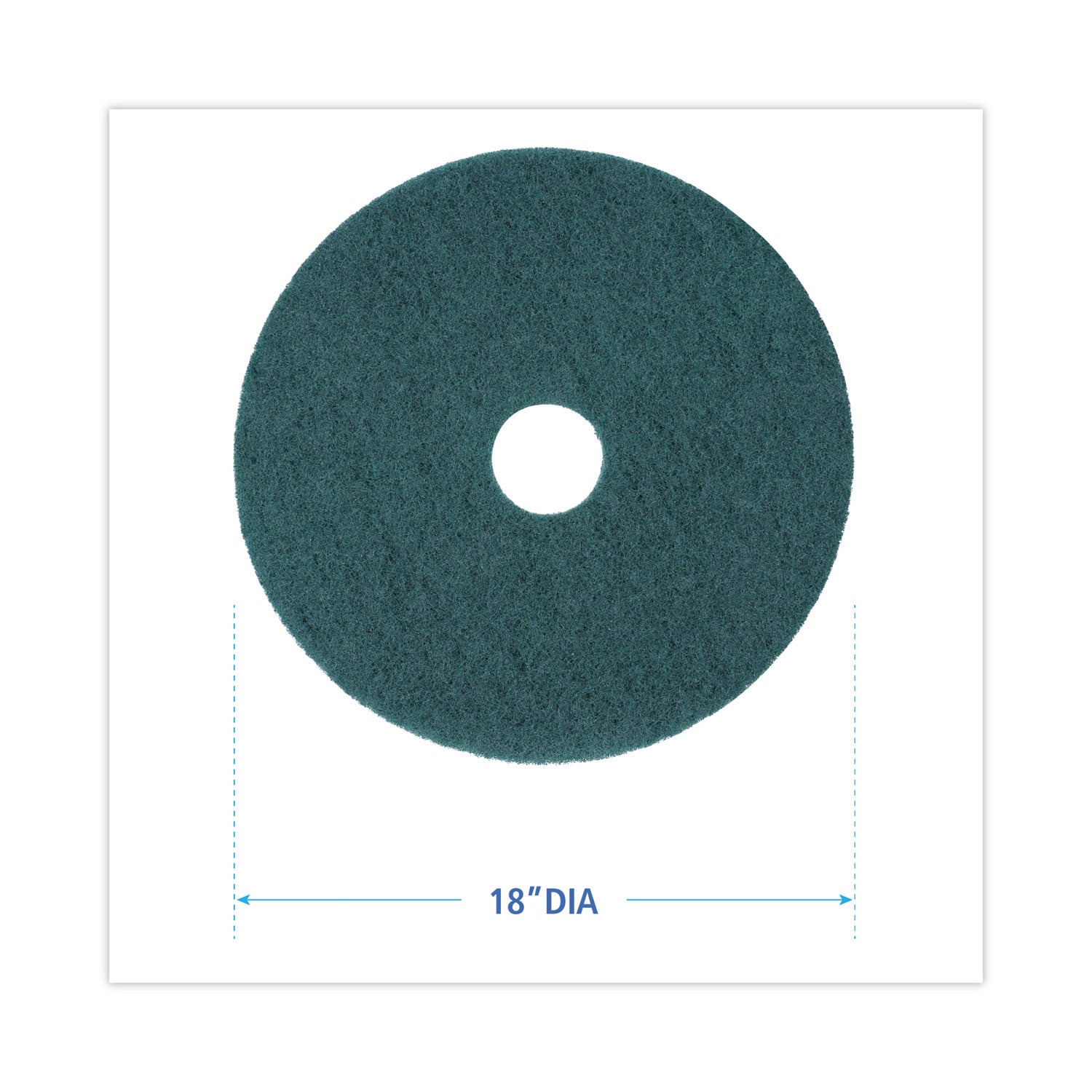 Boardwalk Heavy-Duty Scrubbing Floor Pads, 18" Diameter, Green, 5/Carton