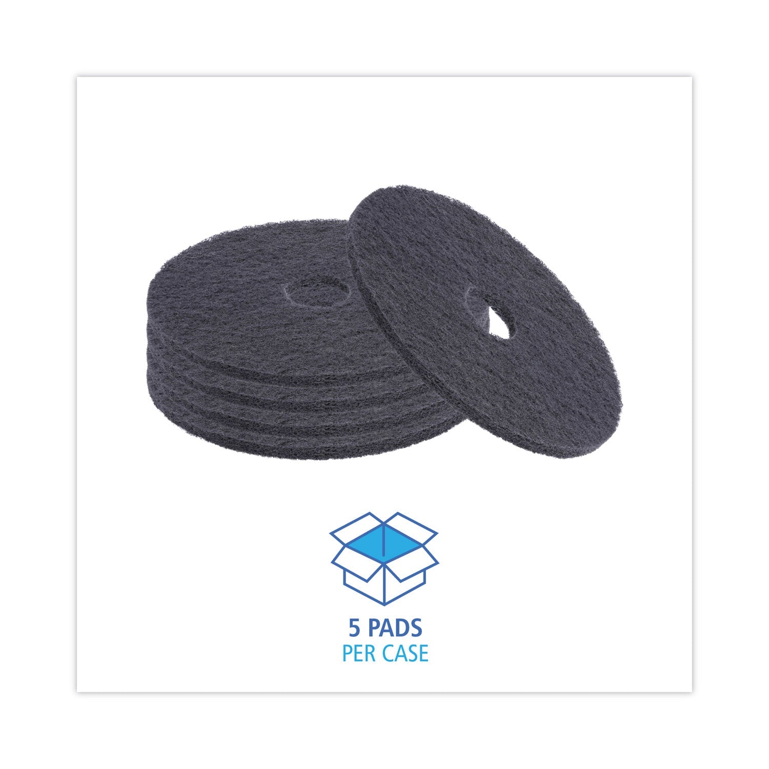 Boardwalk Stripping Floor Pads, 18" Diameter, Black, 5/Carton
