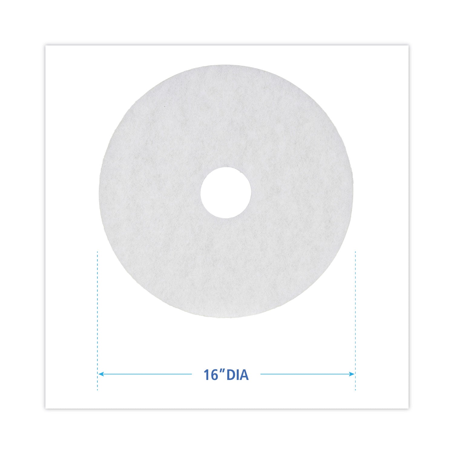 Boardwalk Polishing Floor Pads, 16" Diameter, White, 5/Carton