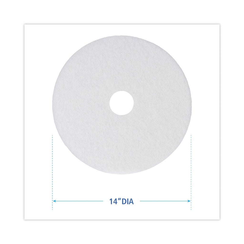 Boardwalk Polishing Floor Pads, 14" Diameter, White, 5/Carton