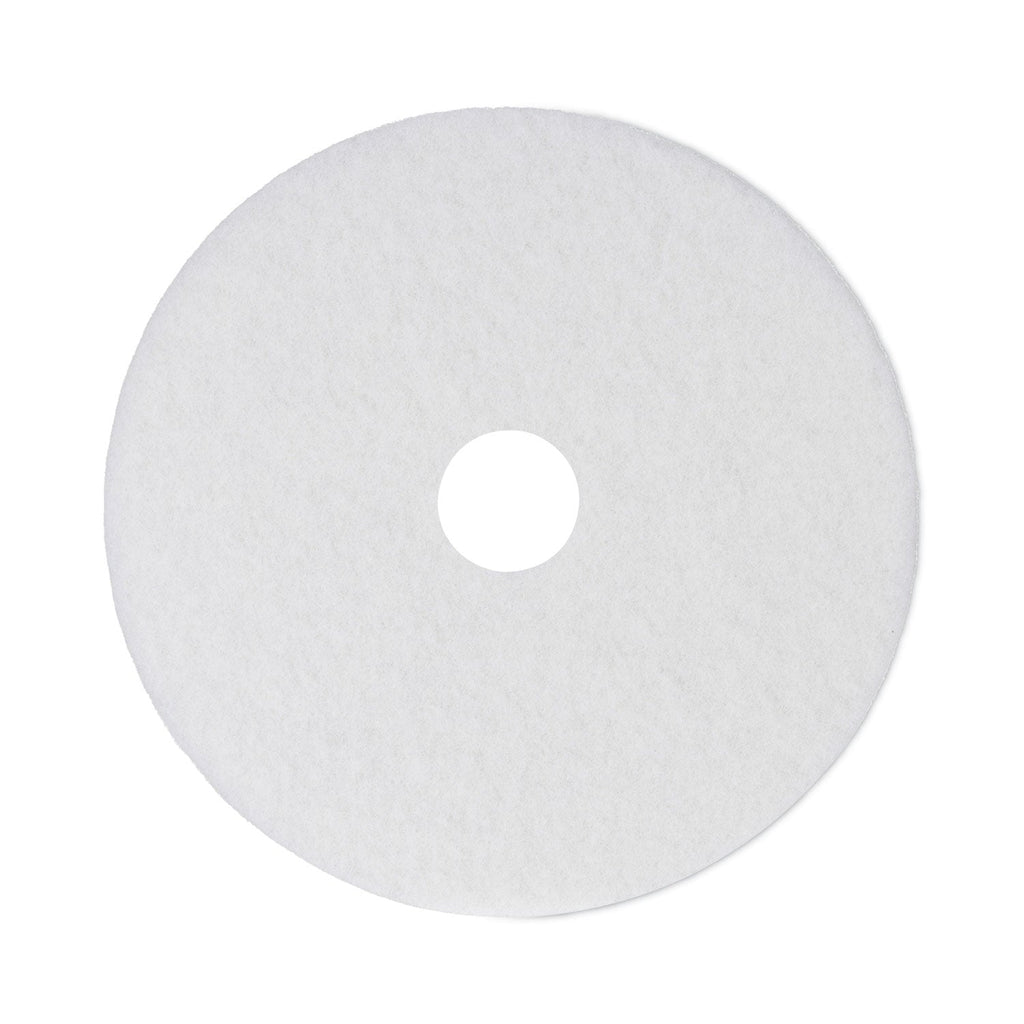 Boardwalk Polishing Floor Pads, 14" Diameter, White, 5/Carton