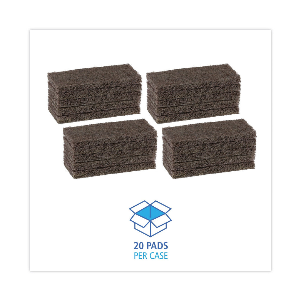 Boardwalk Heavy-Duty Scour Pad, 4.63 x 10, Brown, 20/Carton
