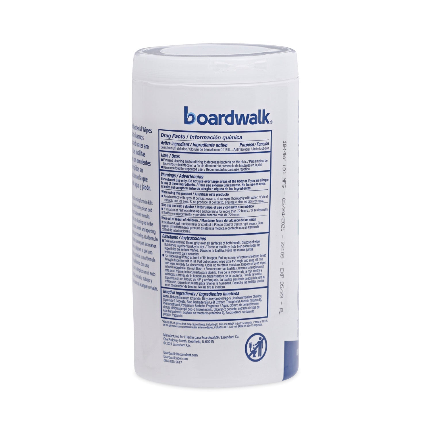 Boardwalk Antibacterial Wipes, 5.4 x 8, Fresh Scent, 75/Canister