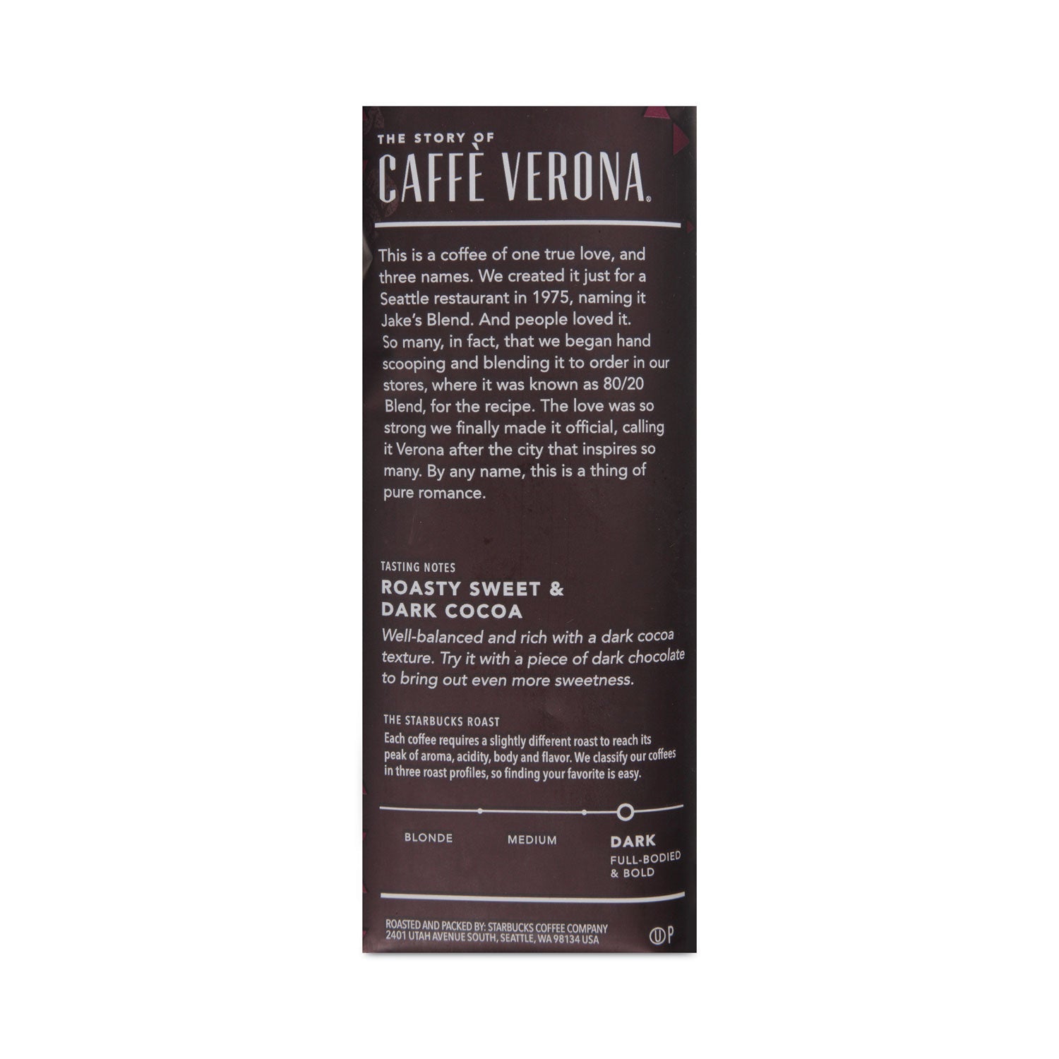 Starbucks Whole Bean Coffee, Caffe Verona, 1 lb Bag