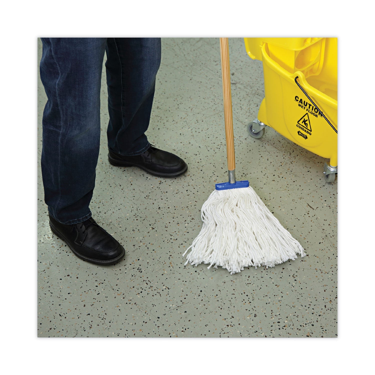 Boardwalk Cut-End Lie-Flat Mop Head, Rayon, 16oz, White, 12/Carton