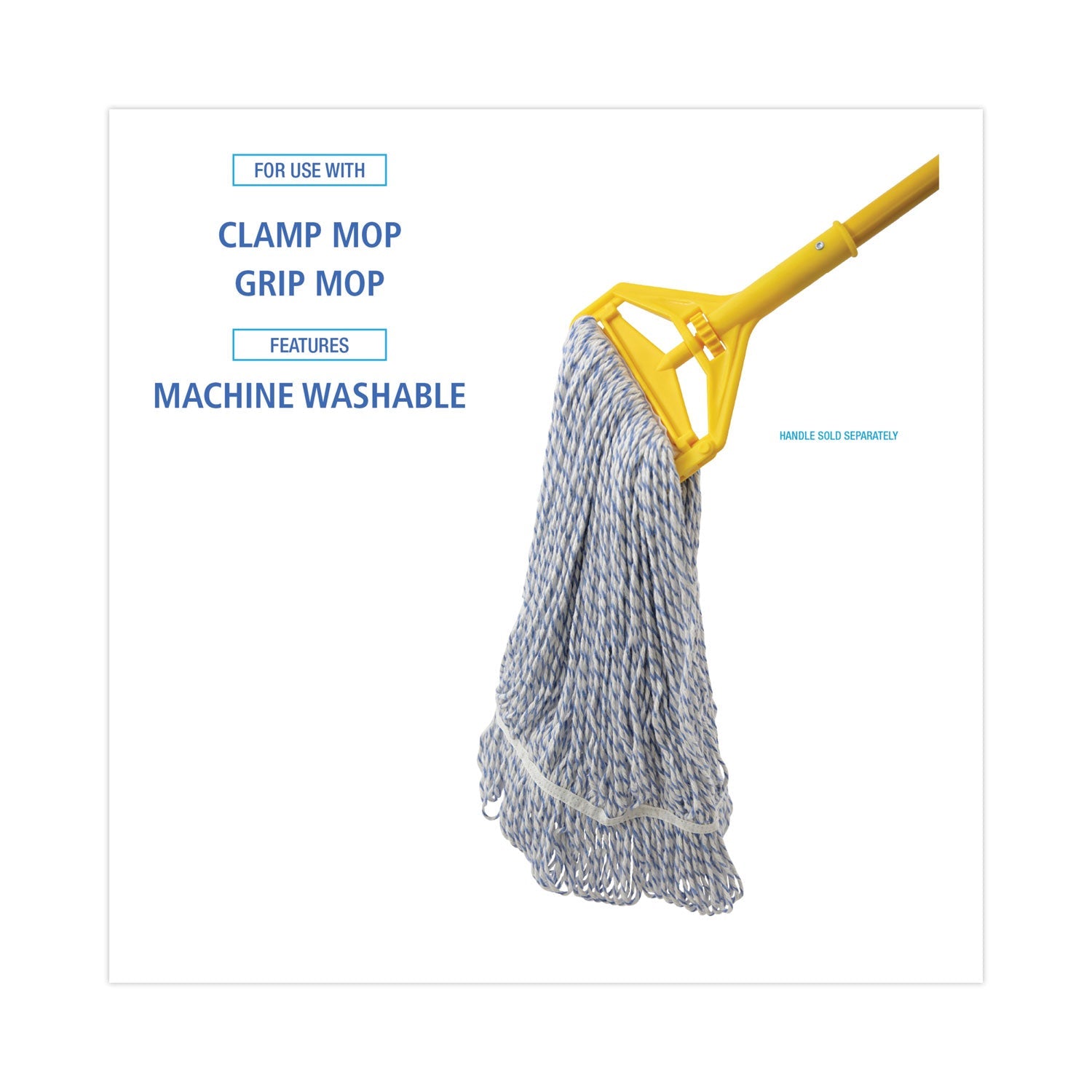 Boardwalk Mop Head, Floor Finish, Narrow, Rayon/Polyester, Medium, White/Blue, 12/Carton
