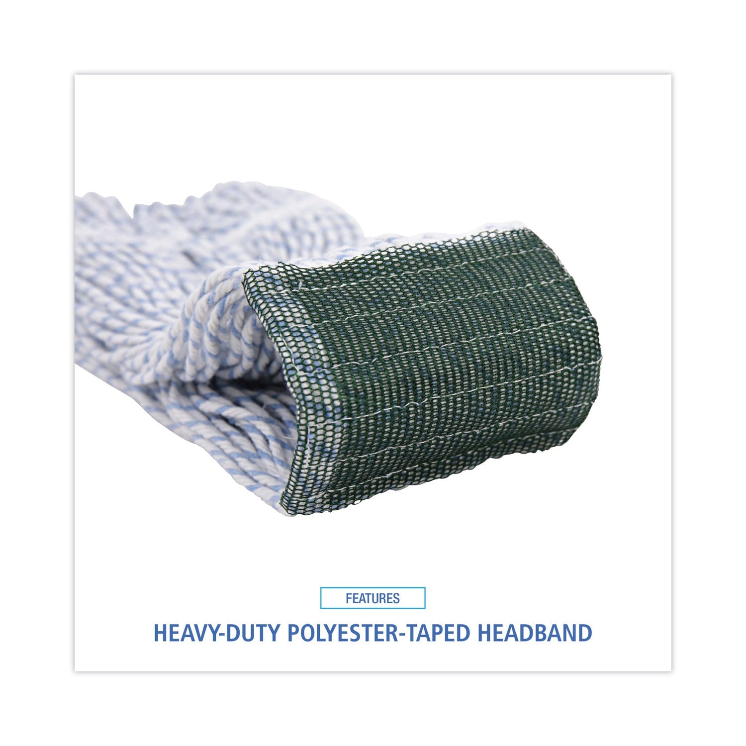 Boardwalk Mop Head, Floor Finish, Wide, Rayon/Polyester, Medium, White/Blue, 12/Carton