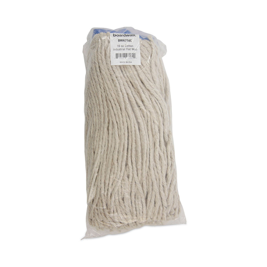 Boardwalk Cut-End Lie-Flat Wet Mop Head, Cotton, 16oz, White