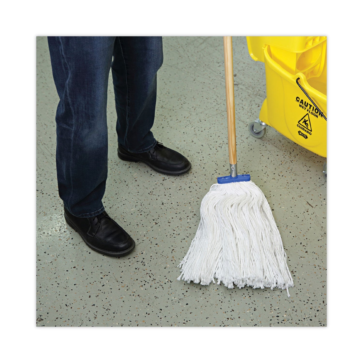Boardwalk Cut-End Lie-Flat Wet Mop Head, Rayon, 24oz, White, 12/Carton