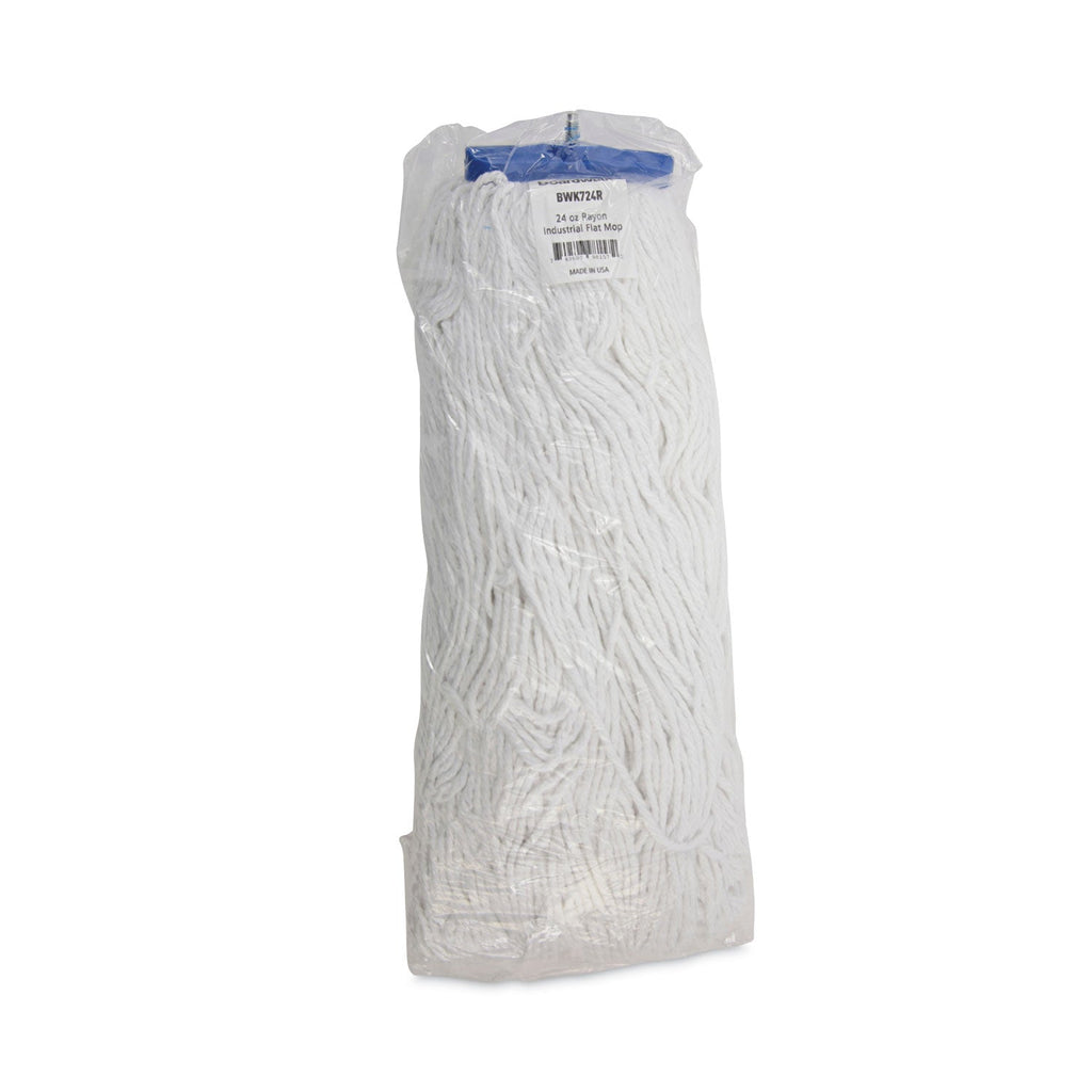 Boardwalk Cut-End Lie-Flat Wet Mop Head, Rayon, 24oz, White