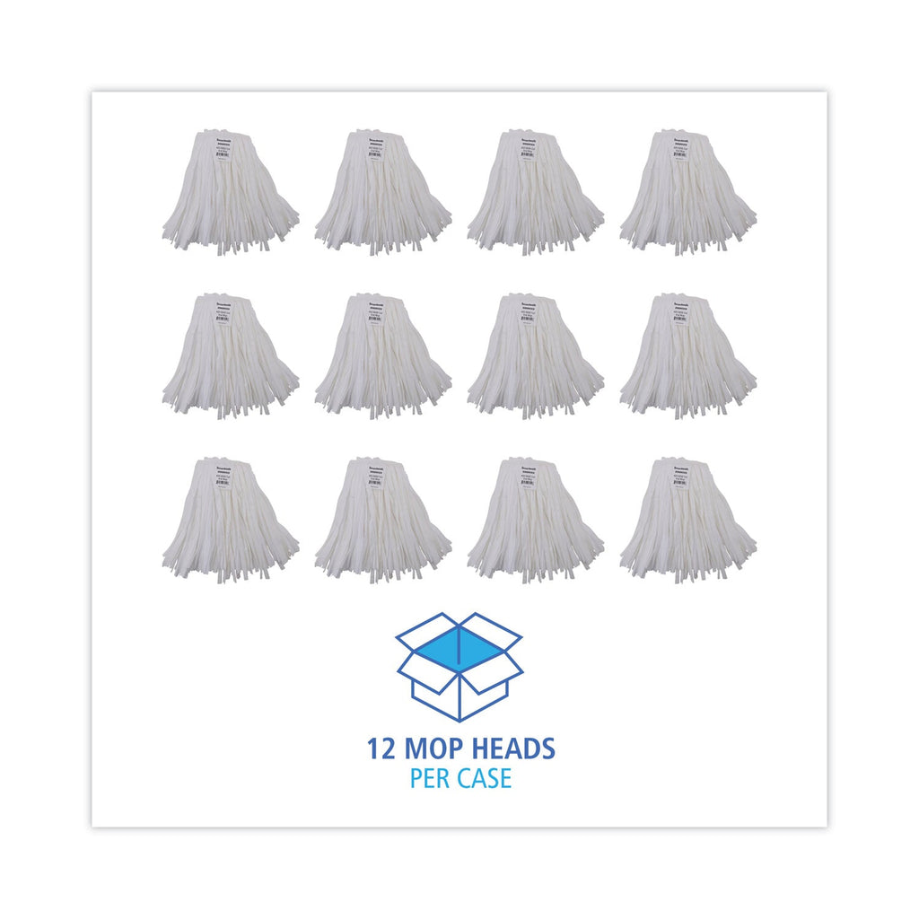Boardwalk Nonwoven Cut End Edge Mop, Rayon/Polyester, #20, White, 12/Carton
